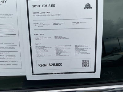 2019 Lexus Es ES 300h Luxury FWD