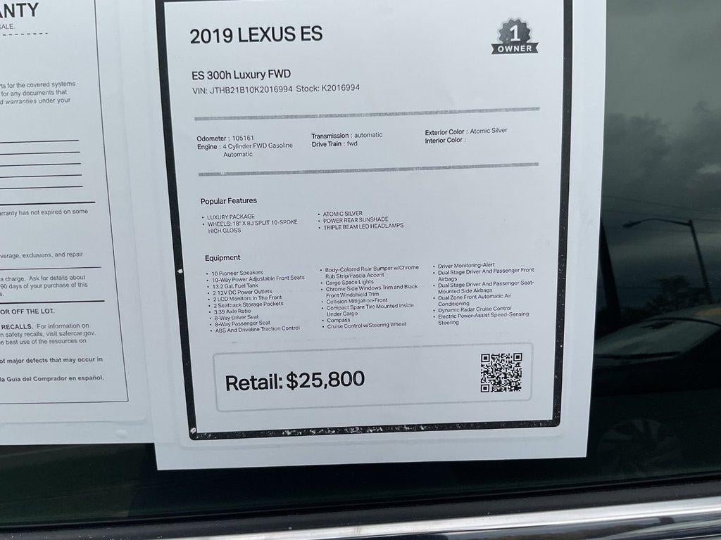 2019 Lexus Es ES 300h Luxury FWD