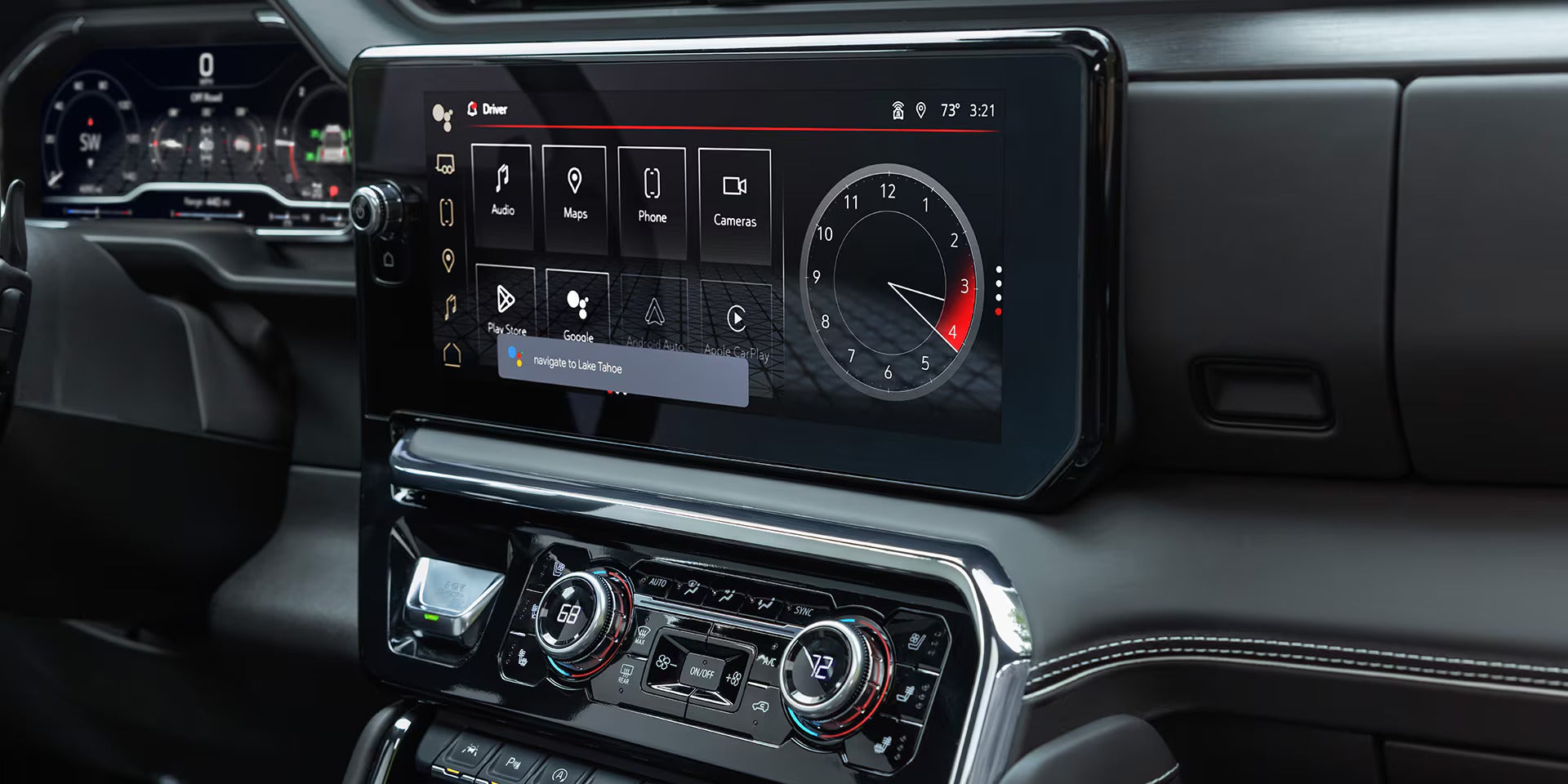 The front display screen in a truck.